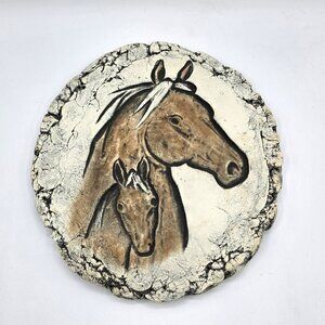 VTG Shapes of Clay by Stan Langtwait Horses Plaque Mount St. Helens Ash Signed